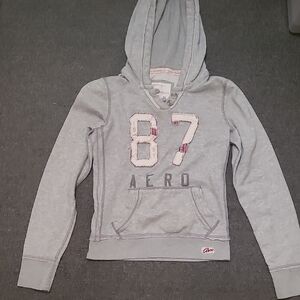 Aeropostale Light Gray Hoodie with Pink Accents
